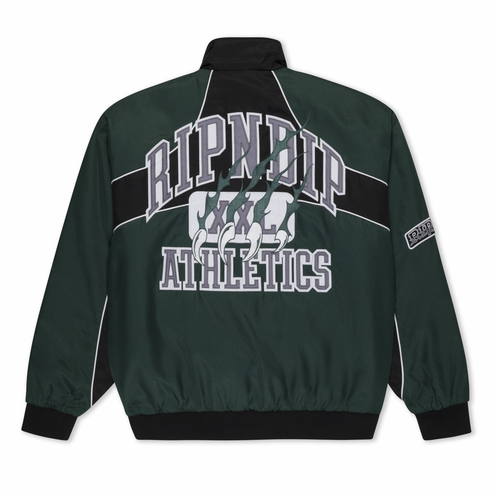 Ripndip Outlets | RIPNDIP Athletics Race Jacket (Hunter Green / Black)