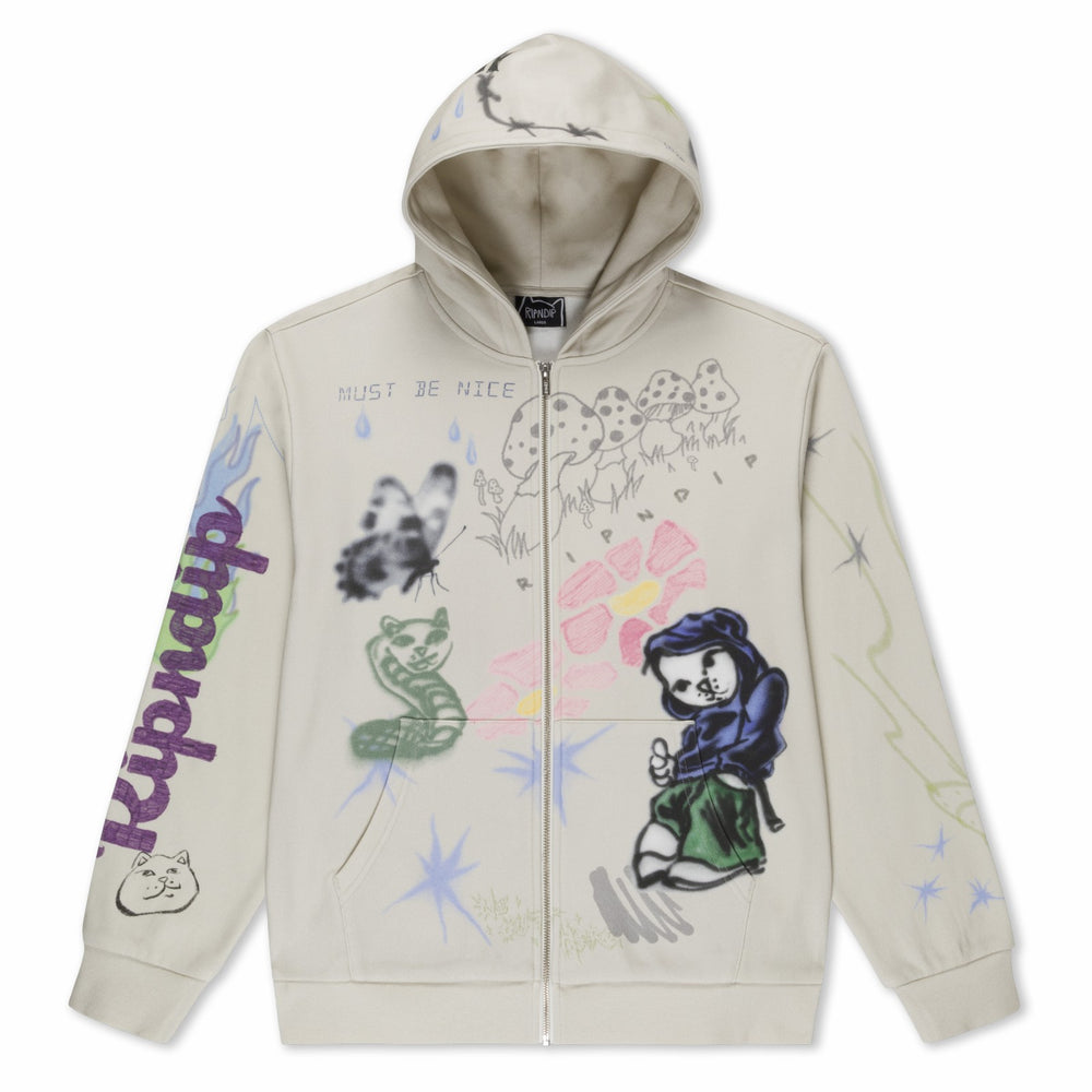 Ripndip Discount | Goosebumps Zip Hoodie (Bone)