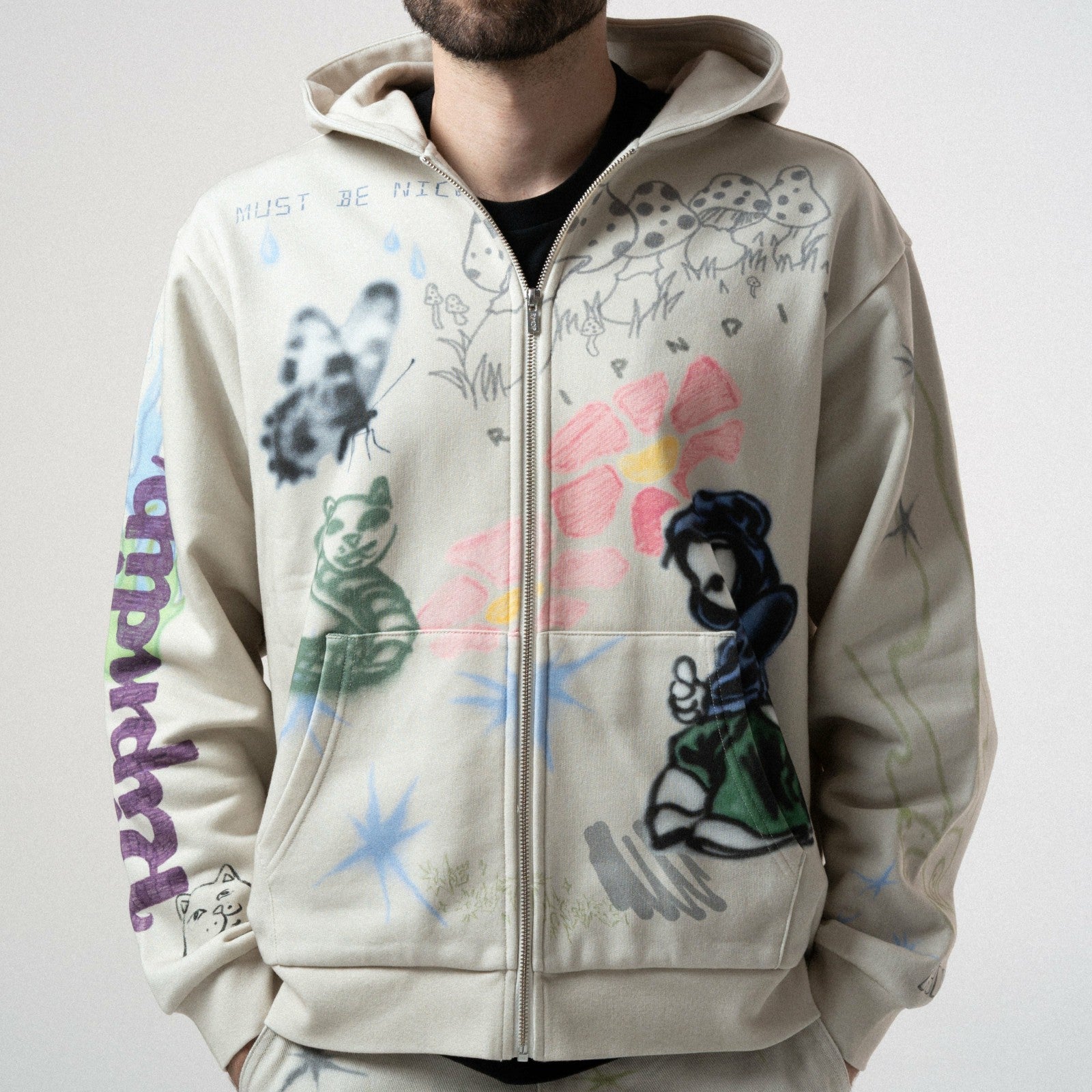 Ripndip Discount | Goosebumps Zip Hoodie (Bone)