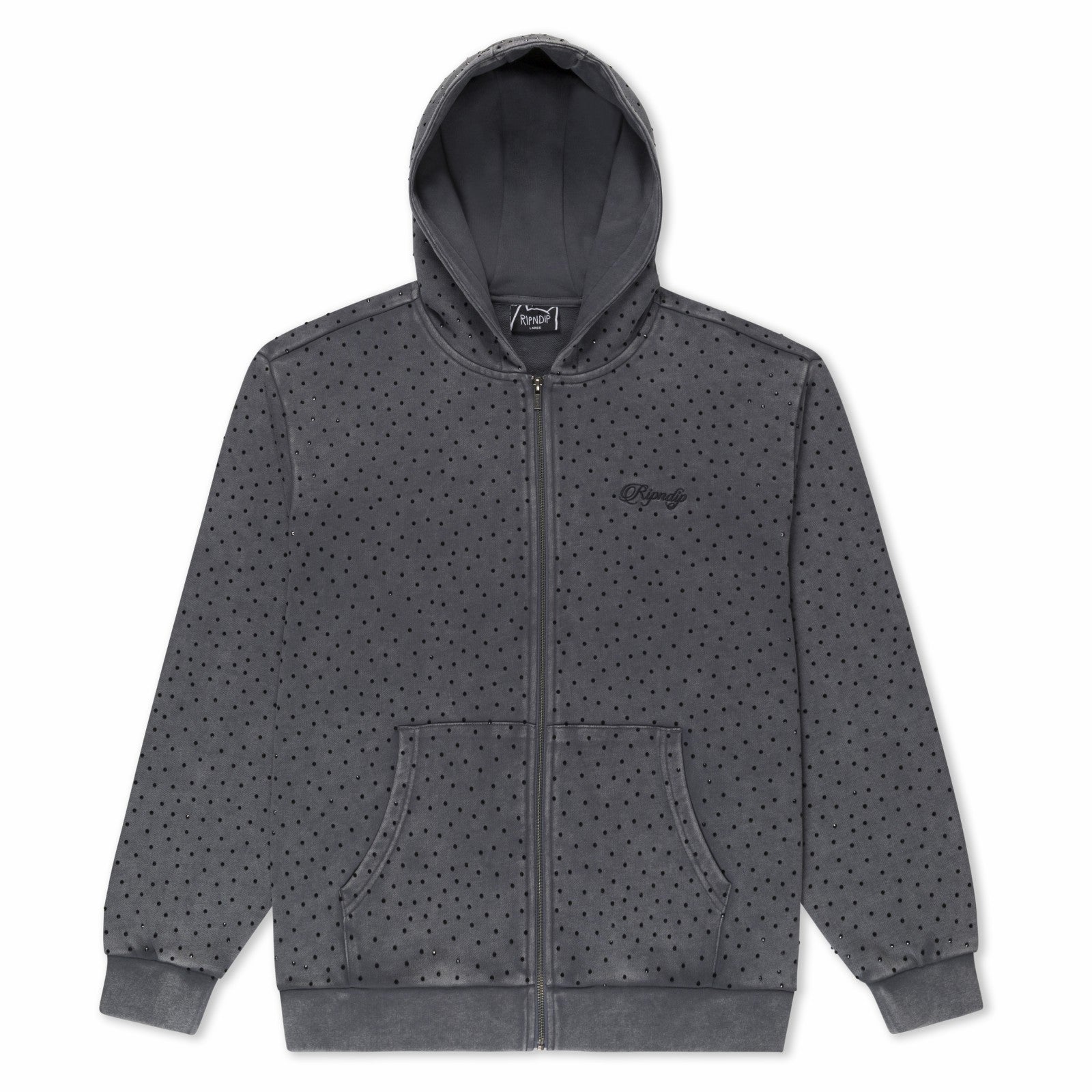 Ripndip Sale | RIPNGEMS Zip Up Hoodie (Charcoal Wash)