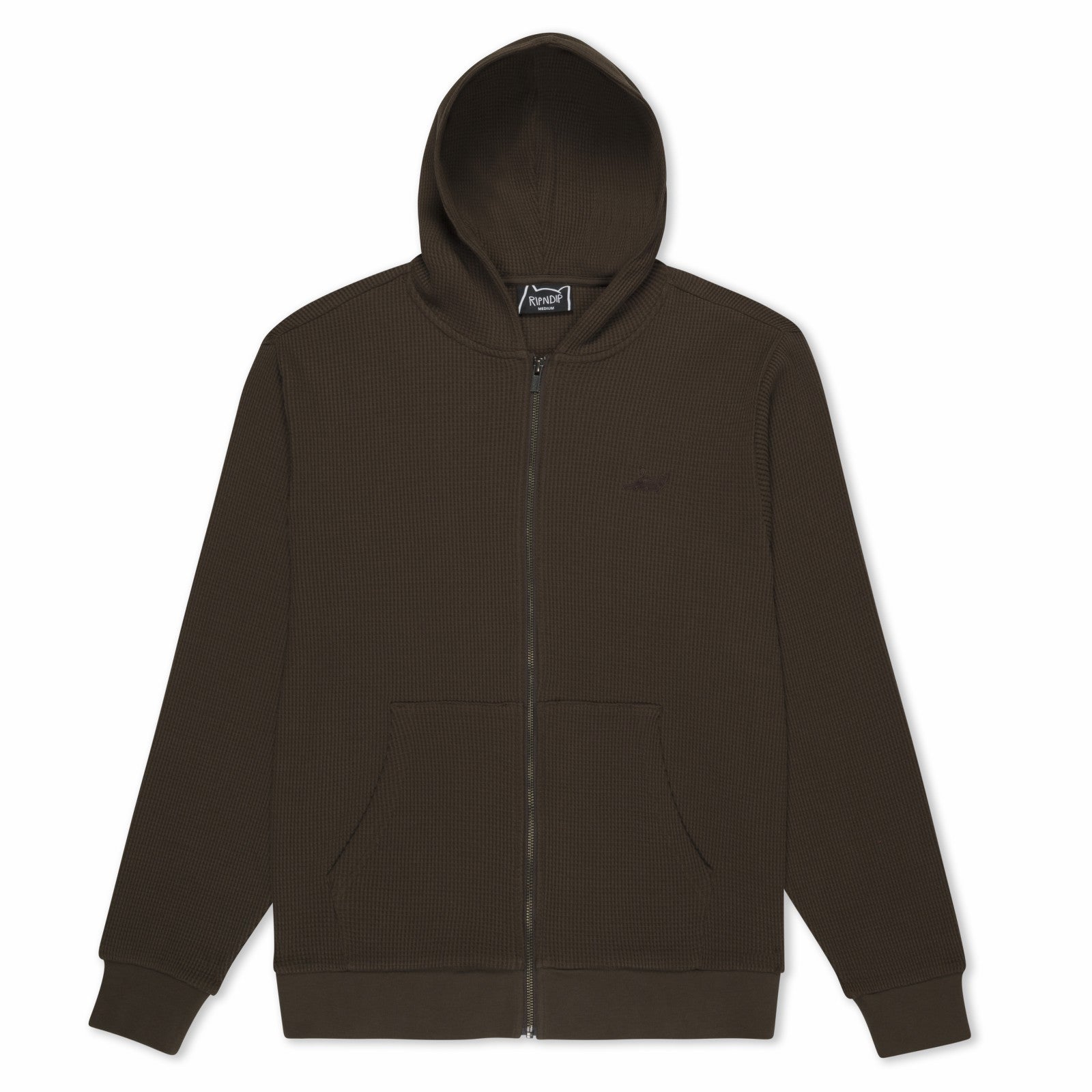 Ripndip New | Castanza Waffle Knit Zip Up Hoodie (Brown)