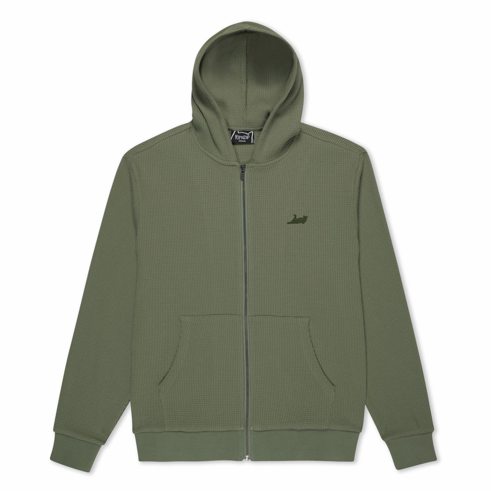 Ripndip For Sale | Castanza Waffle Knit Zip Up Hoodie (Olive)