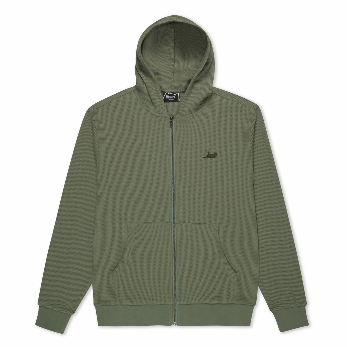 Ripndip For Sale | Castanza Waffle Knit Zip Up Hoodie (Olive)