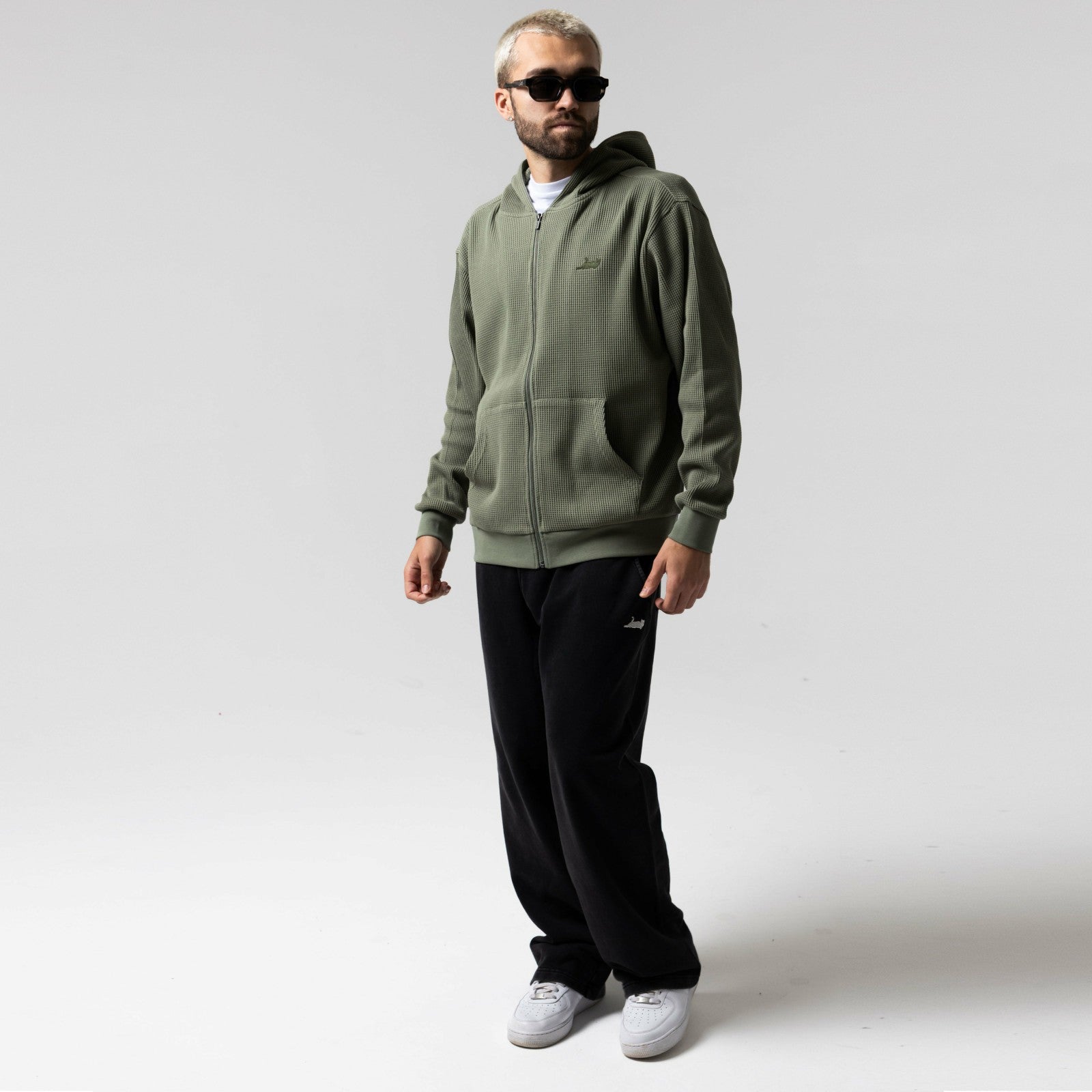 Ripndip For Sale | Castanza Waffle Knit Zip Up Hoodie (Olive)