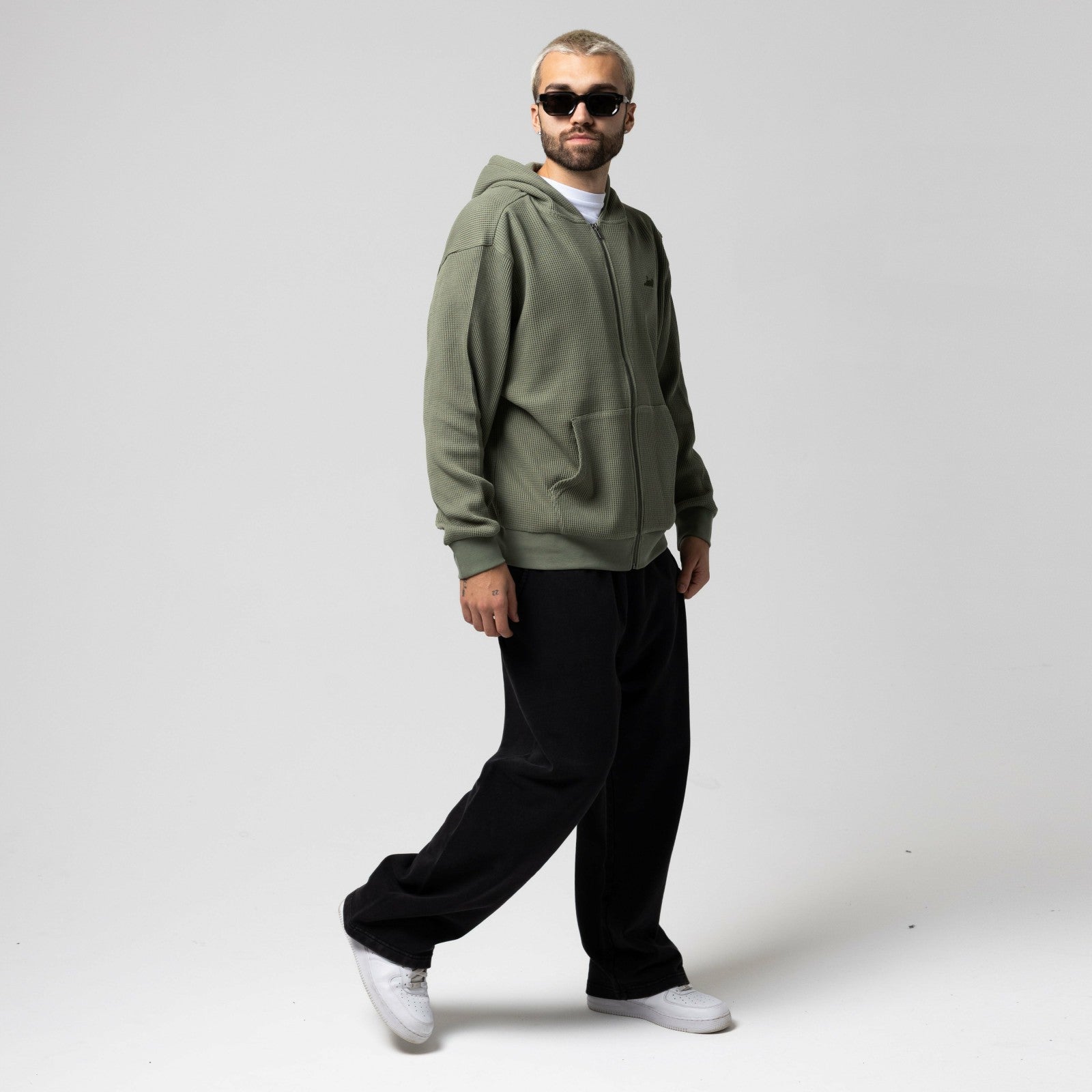 Ripndip For Sale | Castanza Waffle Knit Zip Up Hoodie (Olive)