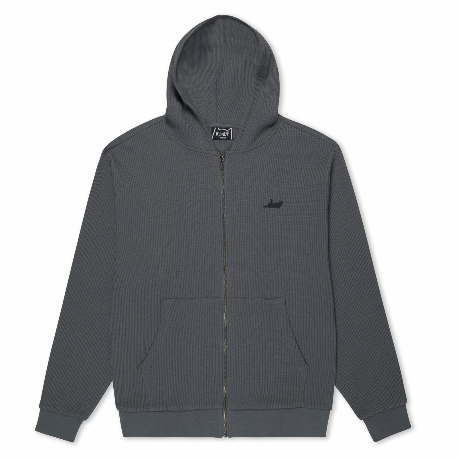 Ripndip Online | Castanza Waffle Knit Zip Up Hoodie (Charcoal)