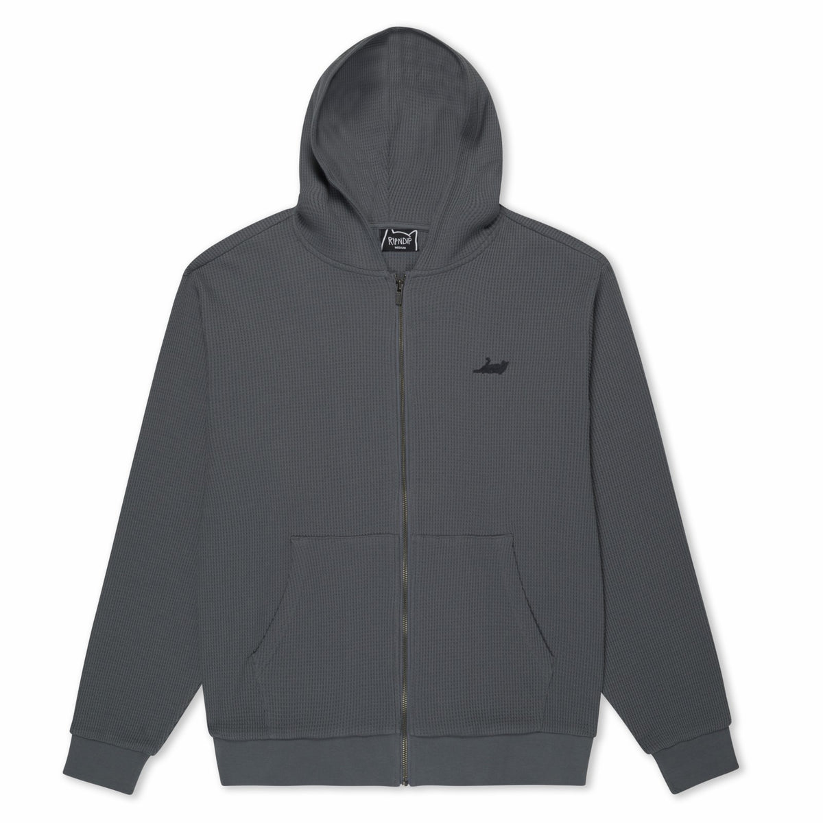 Ripndip Online | Castanza Waffle Knit Zip Up Hoodie (Charcoal)