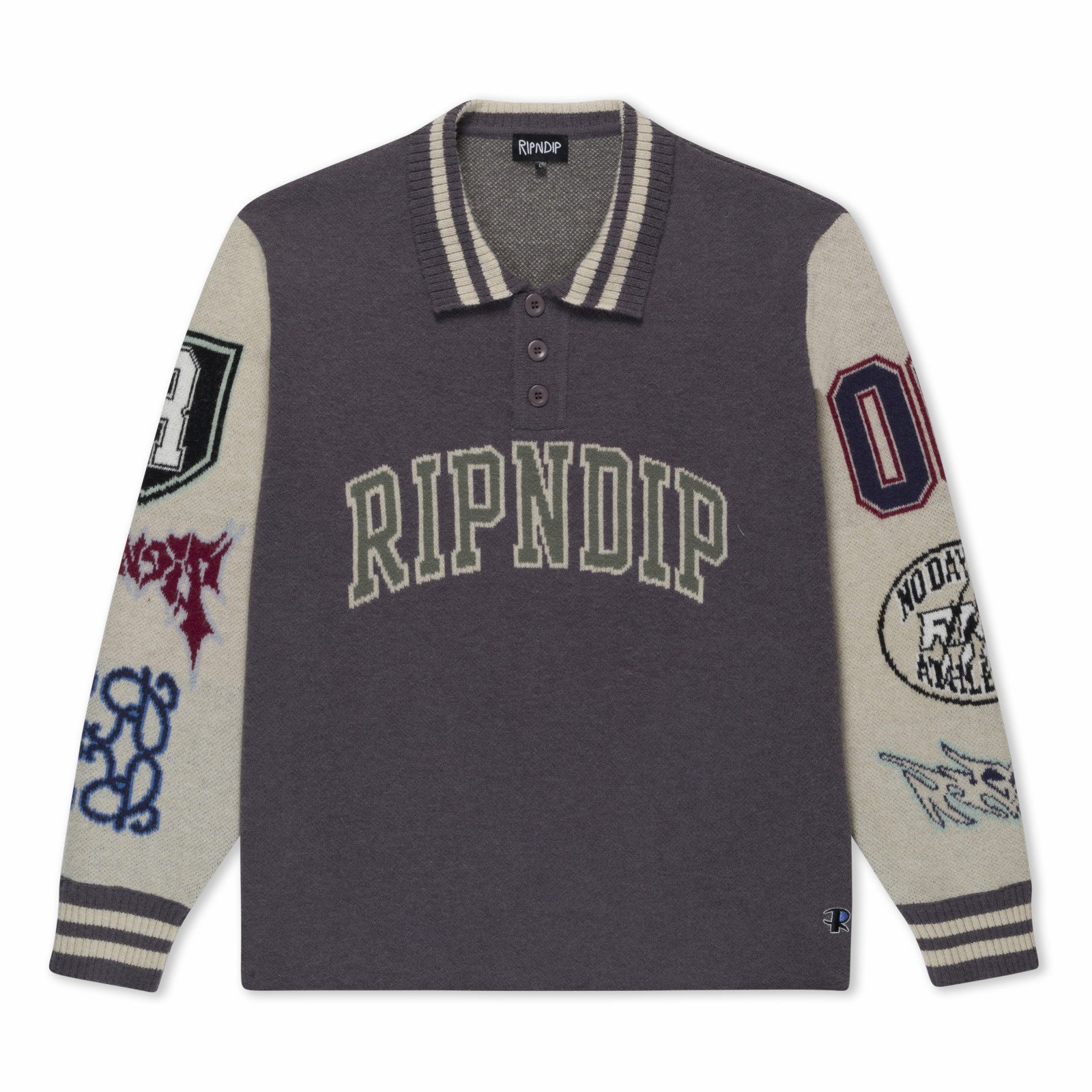 Ripndip Online Shop | Run It Up Knit Sweater (Charoal / Cream)