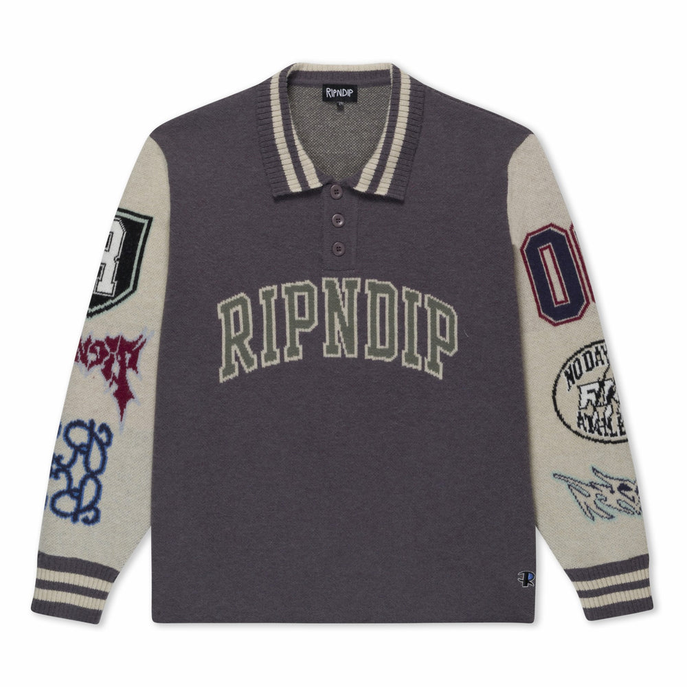 Ripndip Online Shop | Run It Up Knit Sweater (Charoal / Cream)