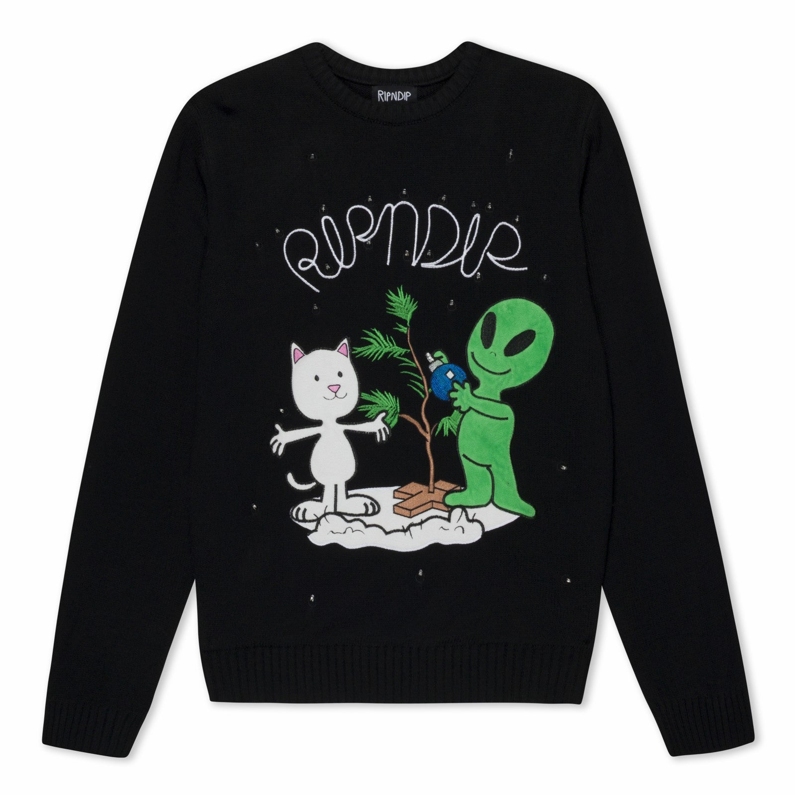 Ripndip Outlets | Alien / Nerm Christmas Light Up Knit Sweater (Black)