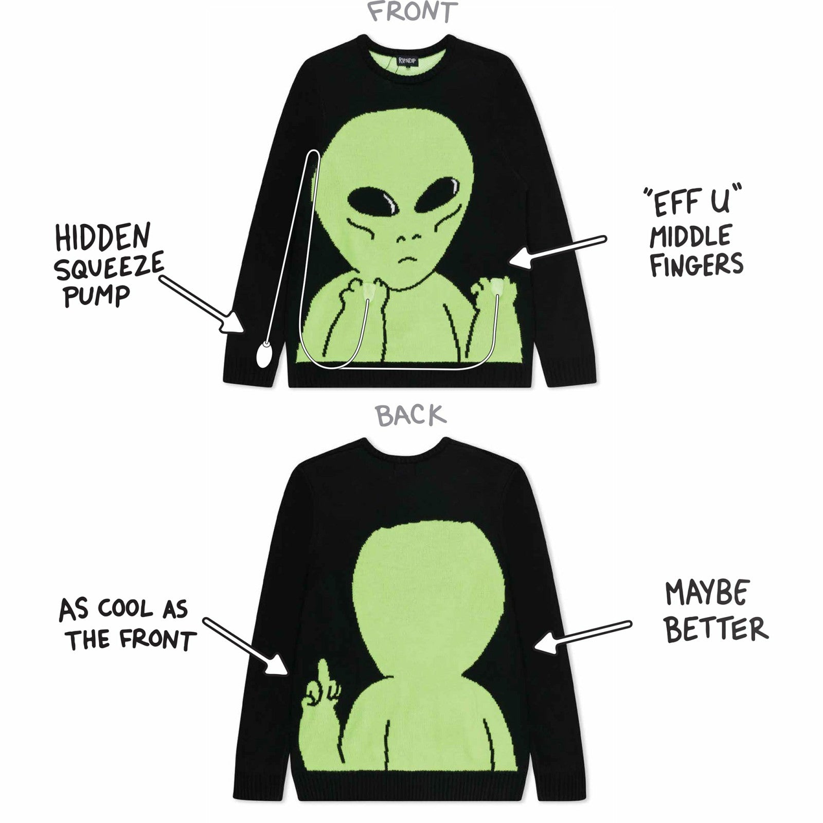 Ripndip Online Shop | Lord Alien Flippy Knitty Sweater (Black)