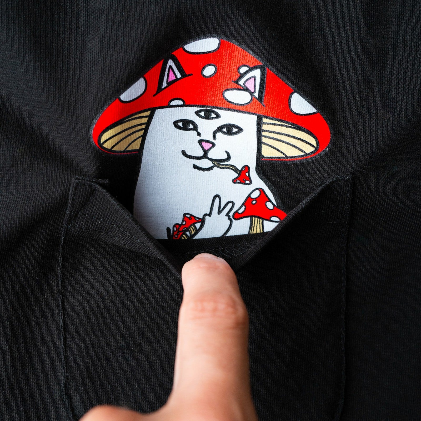 Ripndip Sale | Hemper Enlightened Nermal Pocket Tee (Black)