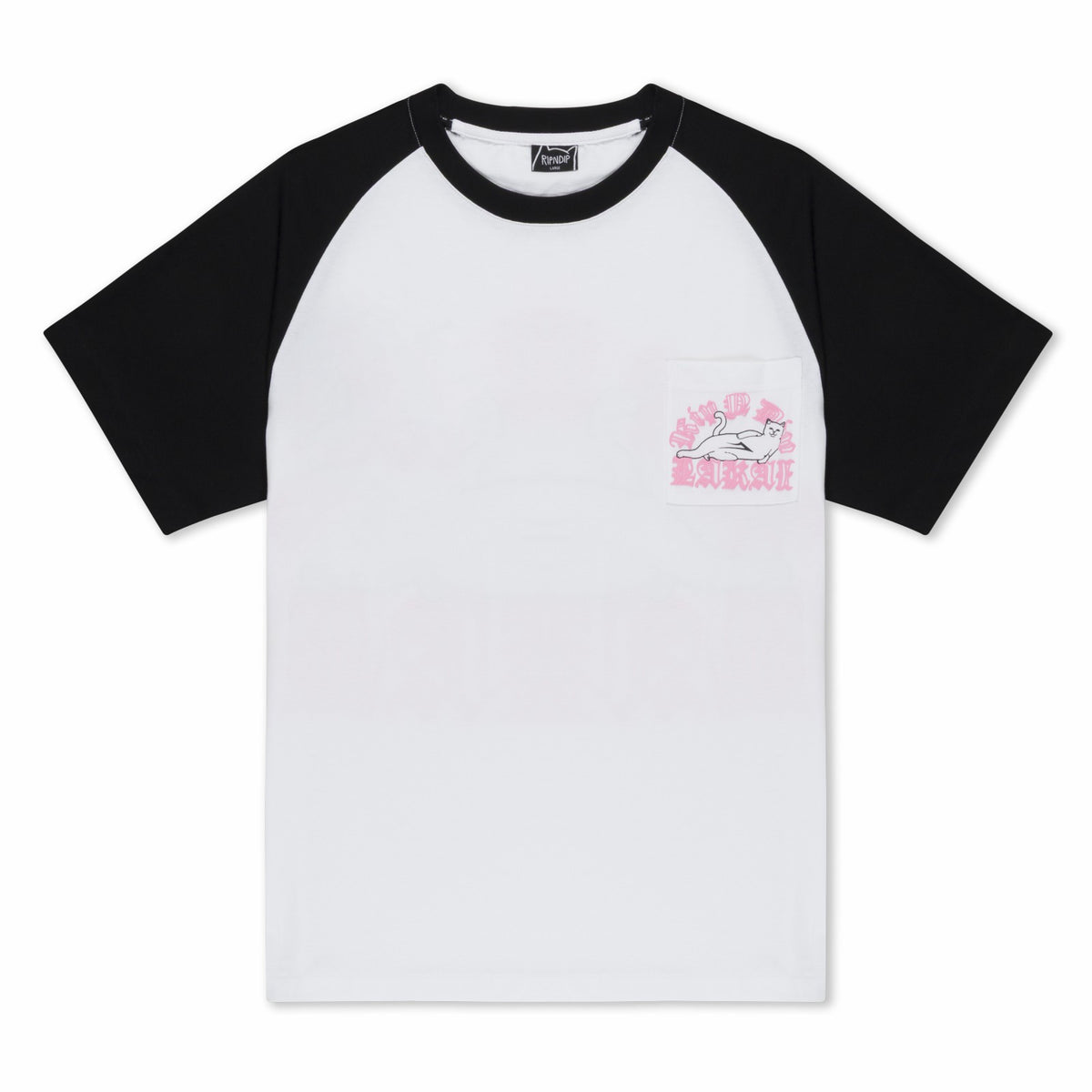 Ripndip Discount | Lakai + Ripndip Raglan Pocket Tee (White/Black)