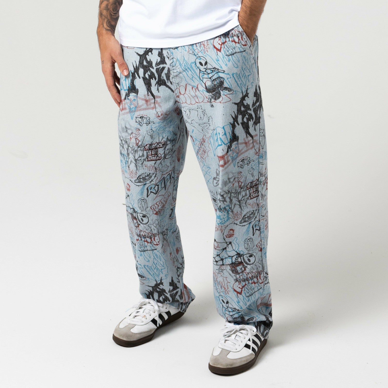 Ripndip New | Marker Wide Fit Pants (Light Wash Denim)