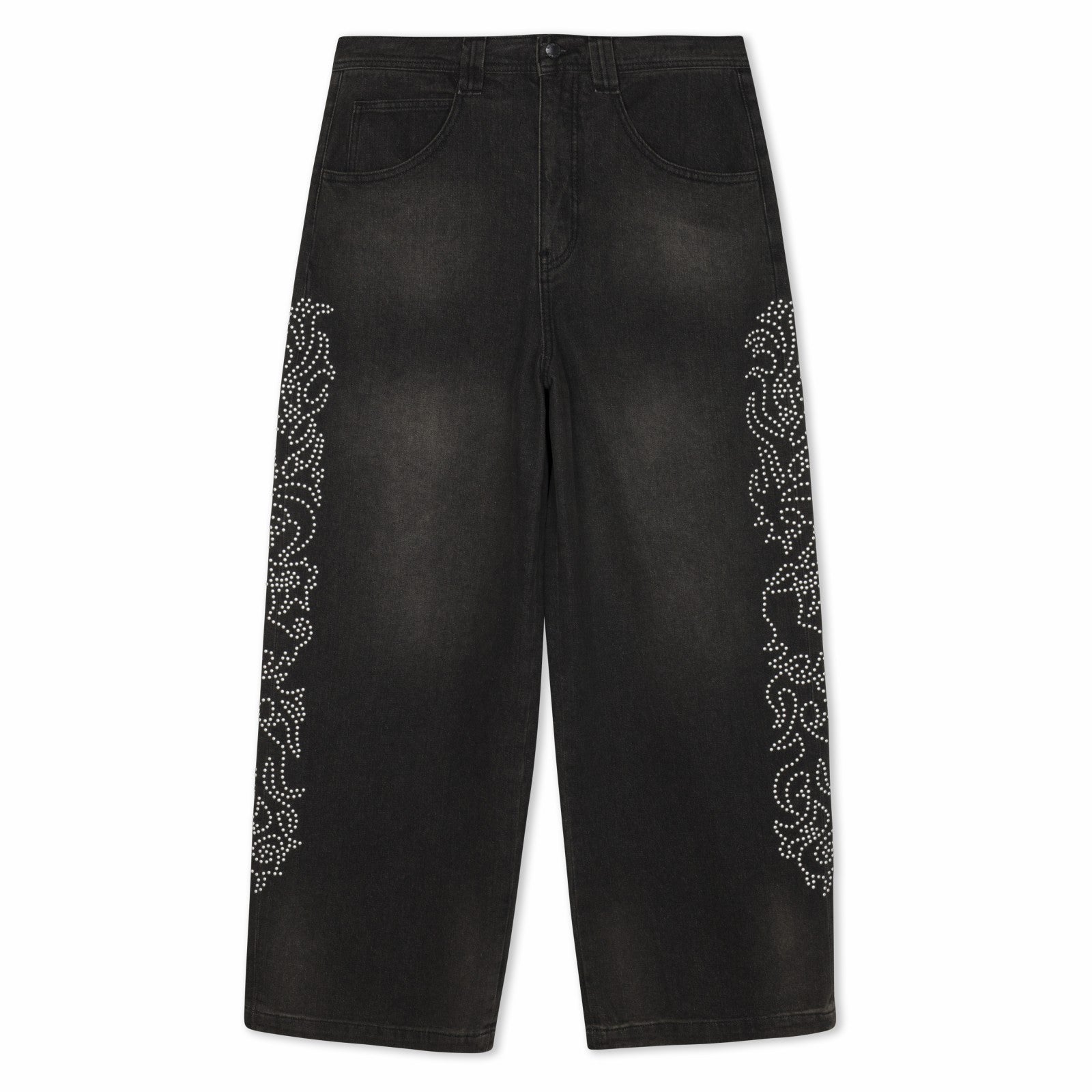 Ripndip Outlets | Pretty Flacko Extra Wide Leg Pants (Black Vintage Wash Denim)