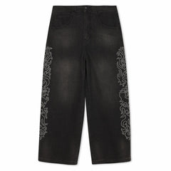 Ripndip Outlets | Pretty Flacko Extra Wide Leg Pants (Black Vintage Wash Denim)