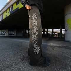 Ripndip Outlets | Pretty Flacko Extra Wide Leg Pants (Black Vintage Wash Denim)