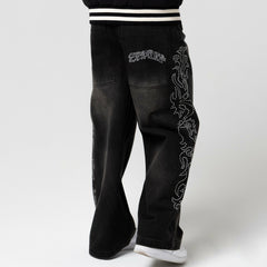 Ripndip Outlets | Pretty Flacko Extra Wide Leg Pants (Black Vintage Wash Denim)