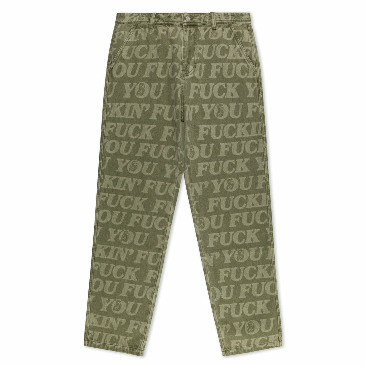 Ripndip Discount | F.U.F.F. Washed Denim Pants (Light Olive Denim)