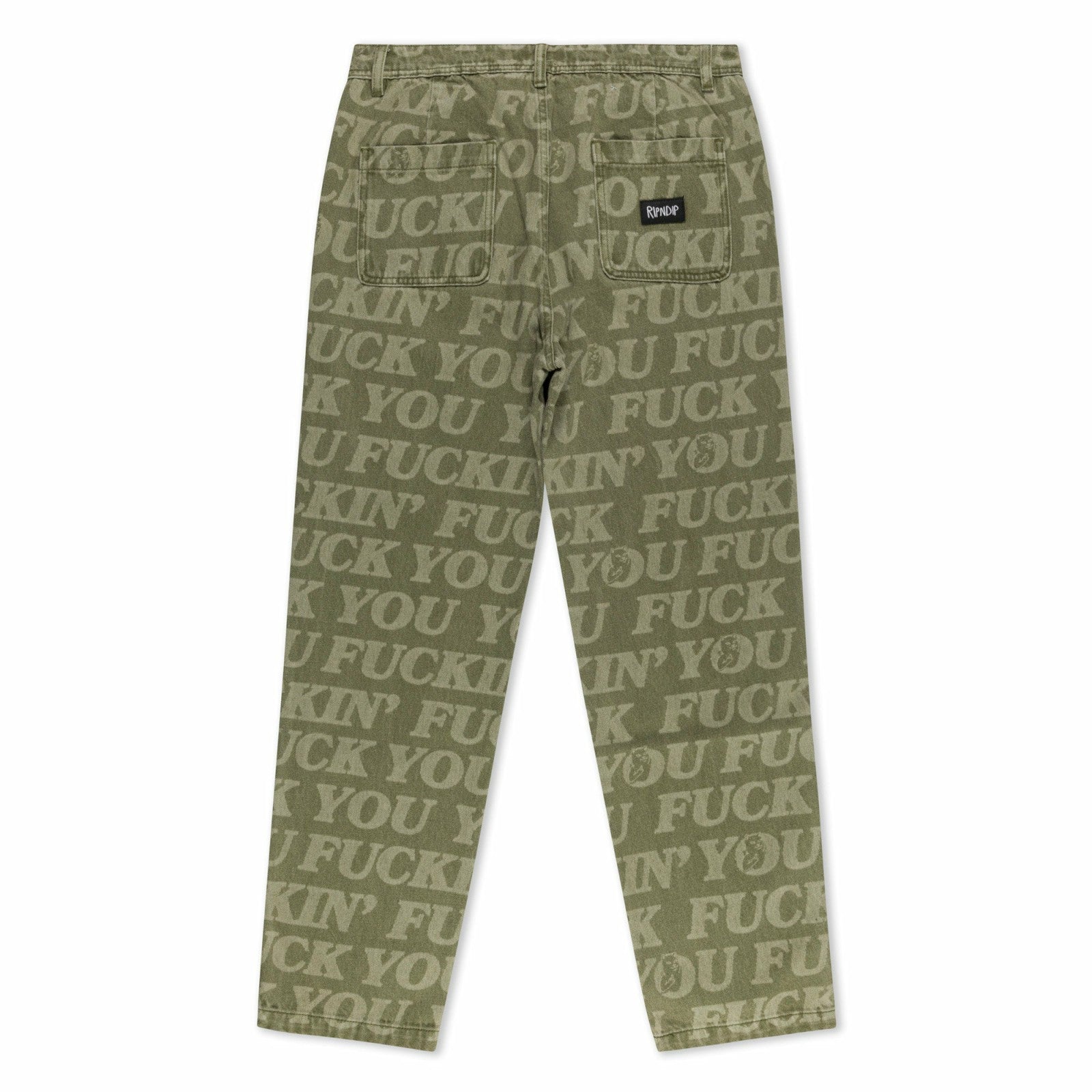 Ripndip Discount | F.U.F.F. Washed Denim Pants (Light Olive Denim)
