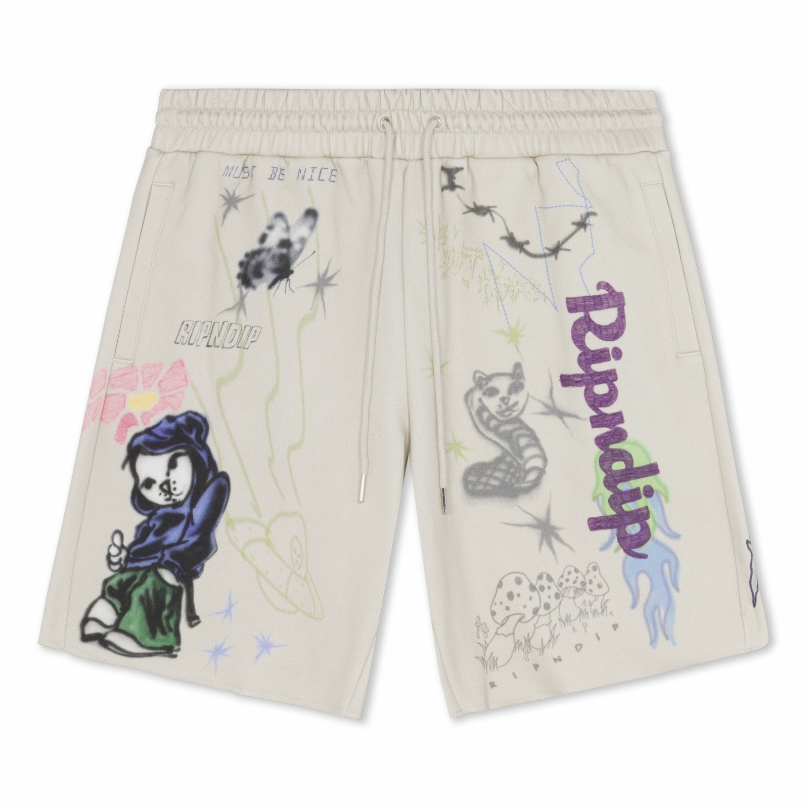 Ripndip Outlets | Goosebumps Raw Edge Sweat Shorts (Bone)