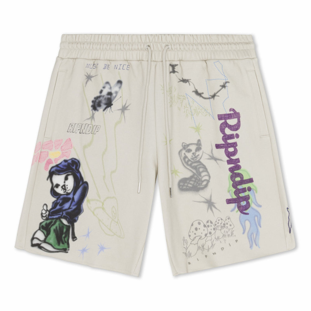 Ripndip Outlets | Goosebumps Raw Edge Sweat Shorts (Bone)
