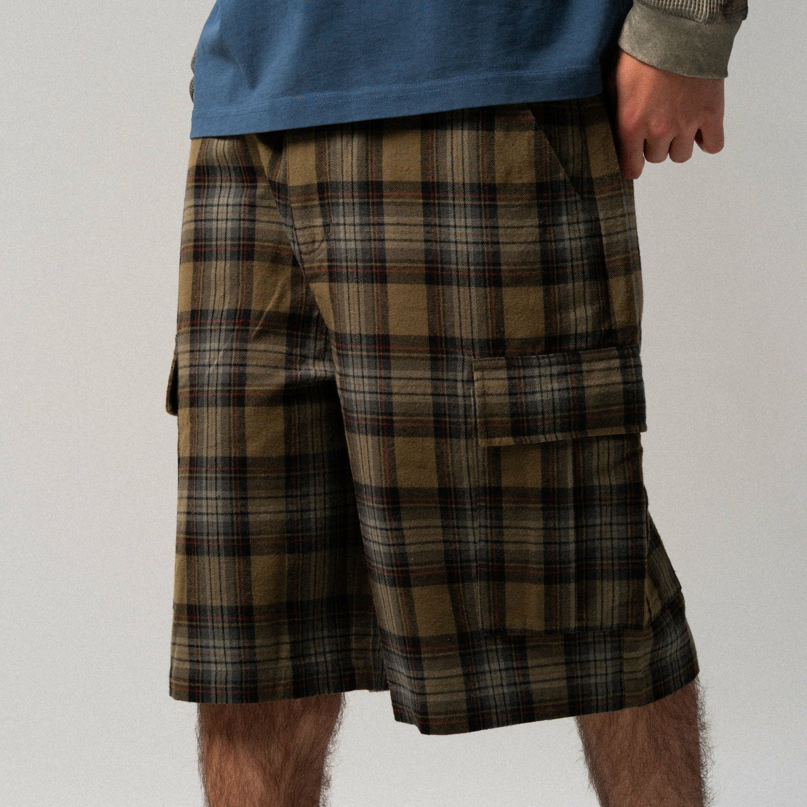 Ripndip Online | Hansen Wide Fit Cargo Shorts (Olive Plaid)