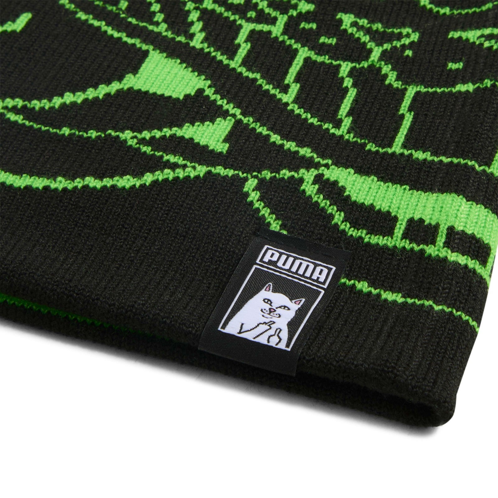 Ripndip Outlets | PUMA x RIPNDIP Reversable Skull Beanie (PUMA Black-Fluro Green Pes)