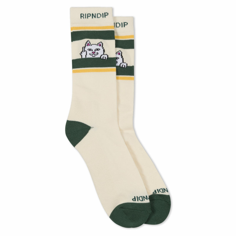 Ripndip Online | Peeking Nermal Socks (Bone / Forest)