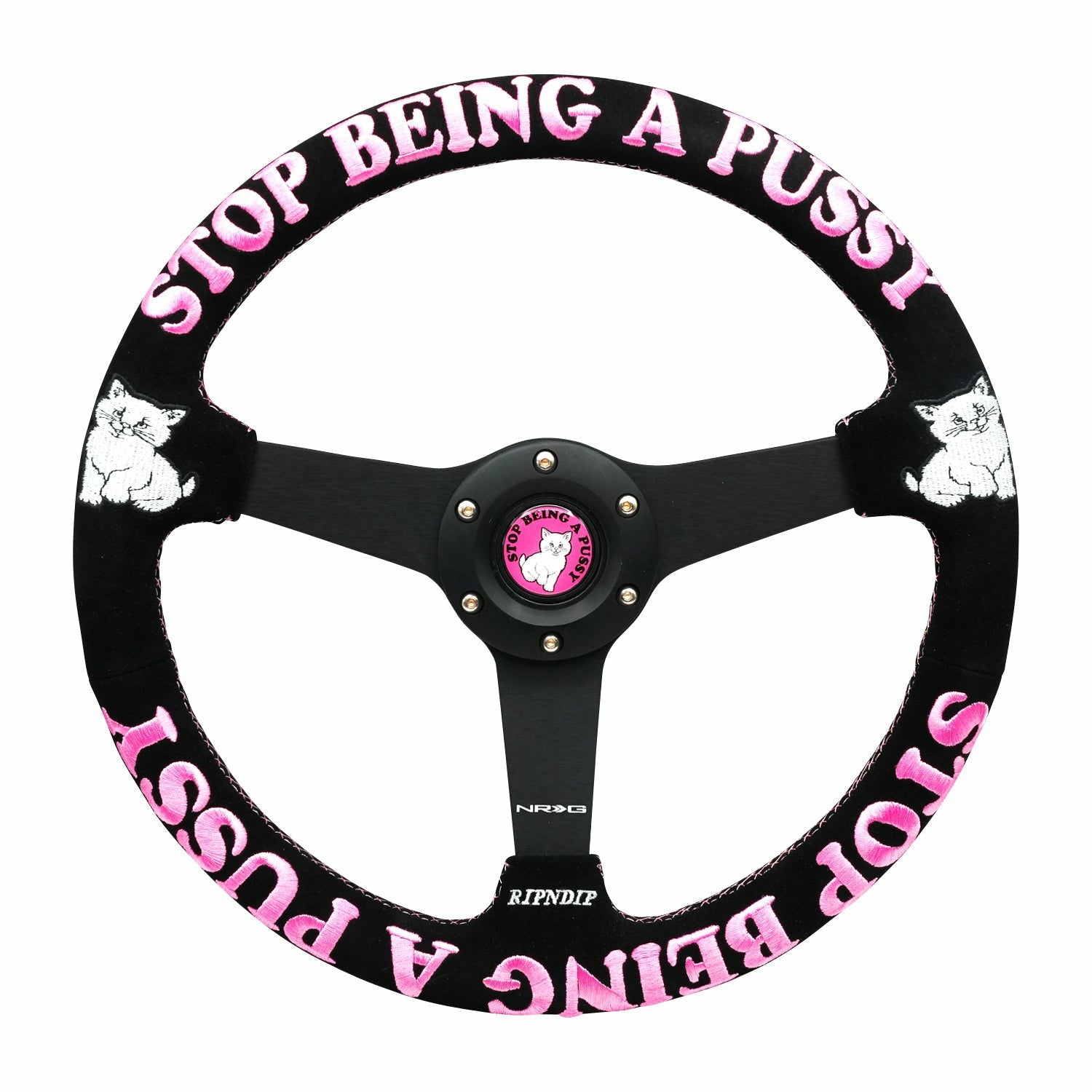 Ripndip For Sale | Ripndip x NRG Stop Being A Pussy Steering Wheel (Black / Pink)