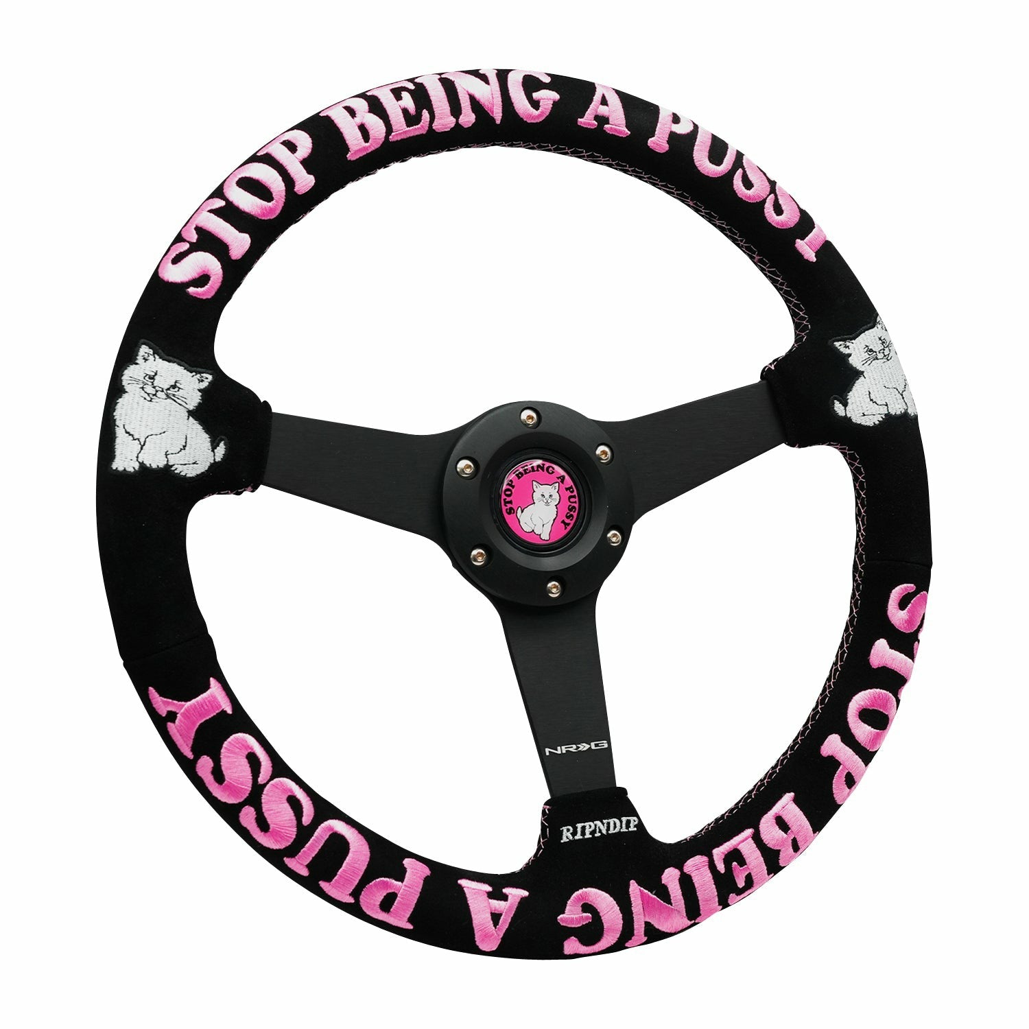 Ripndip For Sale | Ripndip x NRG Stop Being A Pussy Steering Wheel (Black / Pink)