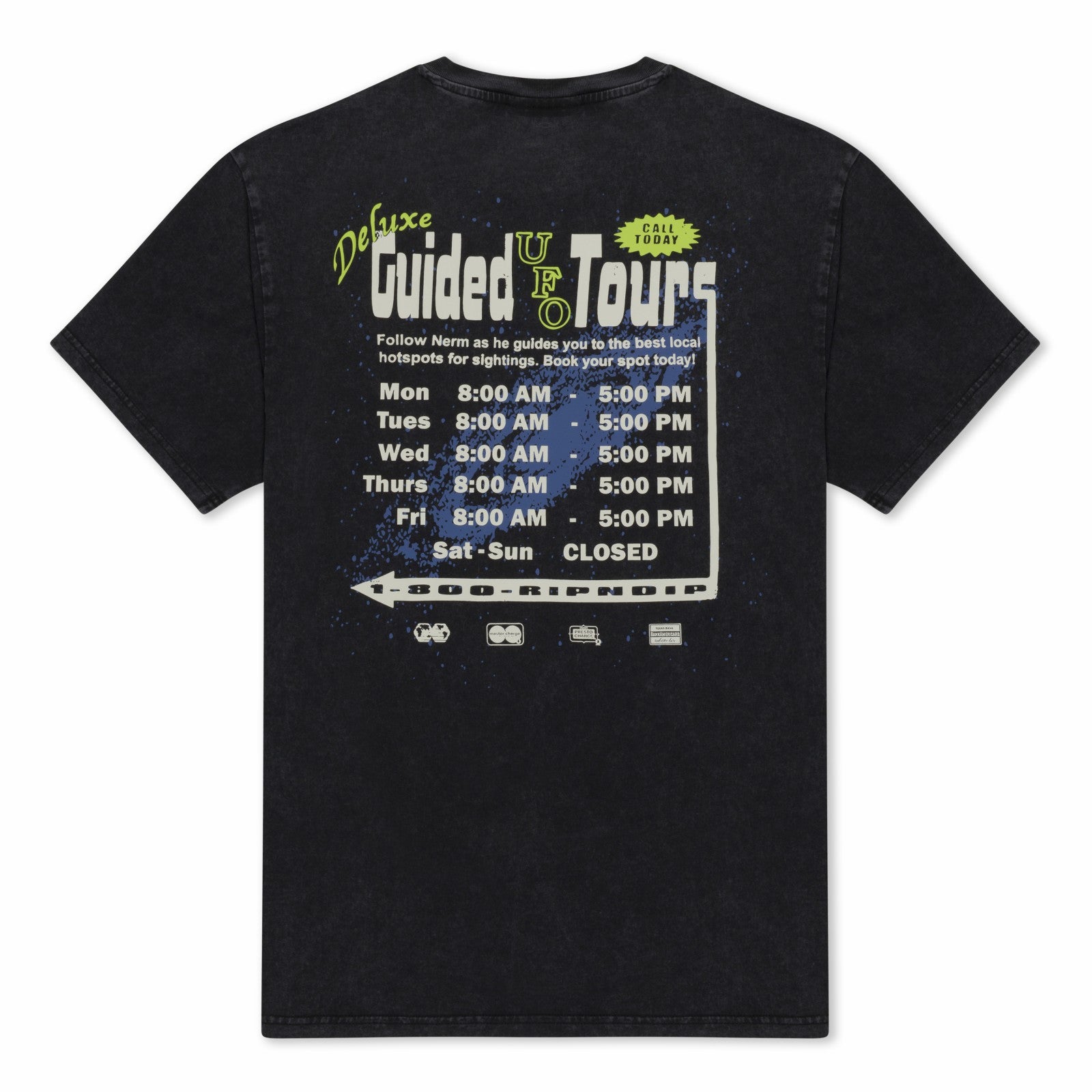 Ripndip Sale | UFO Tours Tee (Black Vintage Wash)