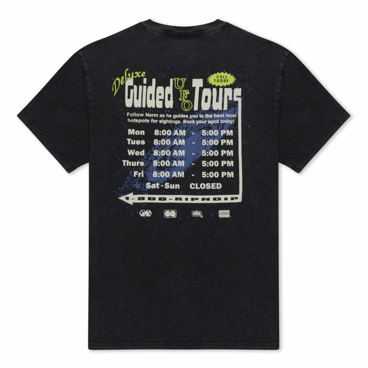 Ripndip Sale | UFO Tours Tee (Black Vintage Wash)