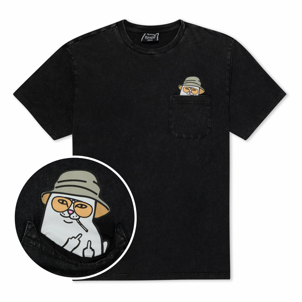 Ripndip Discount | Nermal S Thompson Pocket Tee (Black Mineral Wash)
