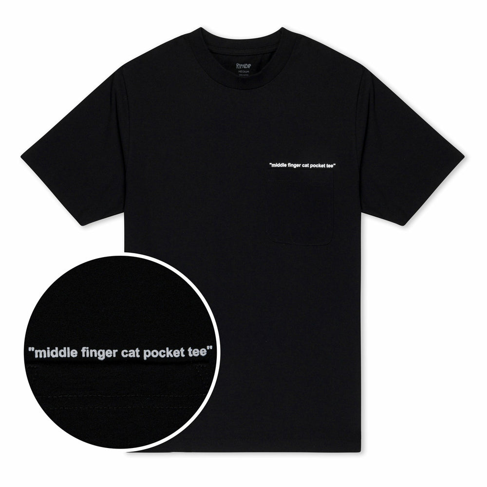 Ripndip Outlets | Middle Finger Cat Pocket Tee (Black)